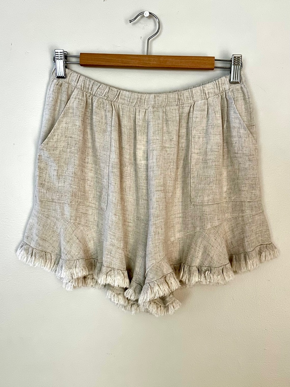 Umgee Oatmeal Ruffle-Hem High Waist Women's Shorts